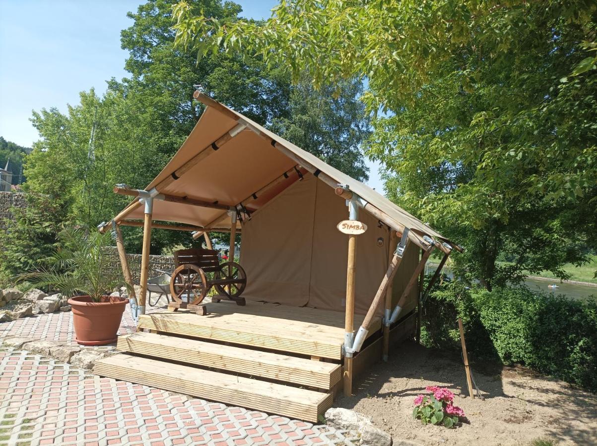 Campingplatz Am Treidlerweg Königstein Esterno foto